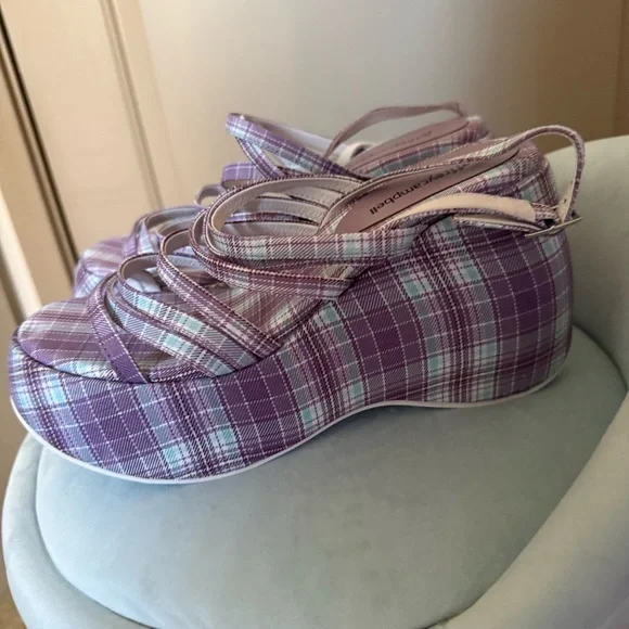 Jeffrey Campbell Purple Plaid Platform Sandals - Picture 2 of 7
